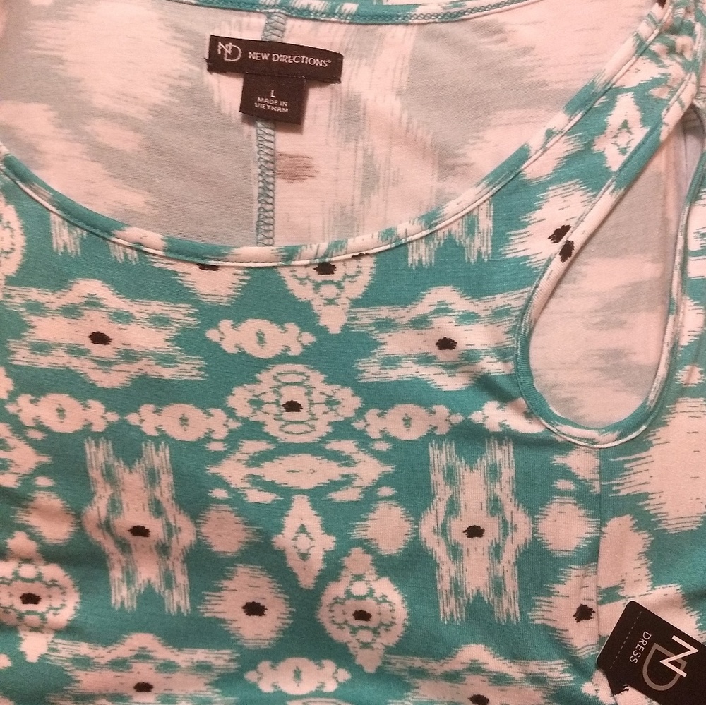 New Directions teal sundress sz large NWT *Z - Picture 2 of 4